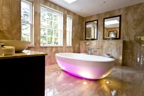 Purple Lamp Bathtub Bathroom Interior Design Ideas by Blanca Sanchez