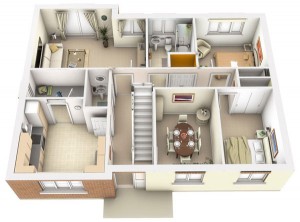 3D architectural  renderings  floor plans