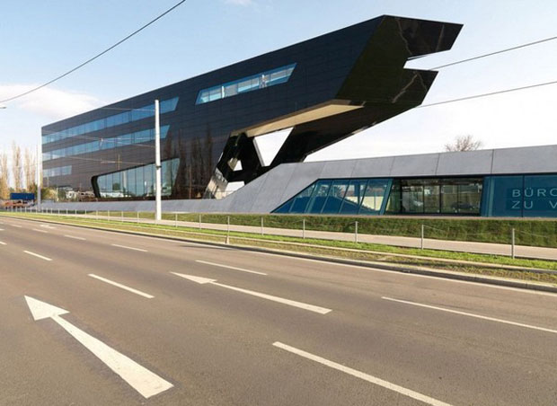 Road view of The Blac panther Futuristic Building