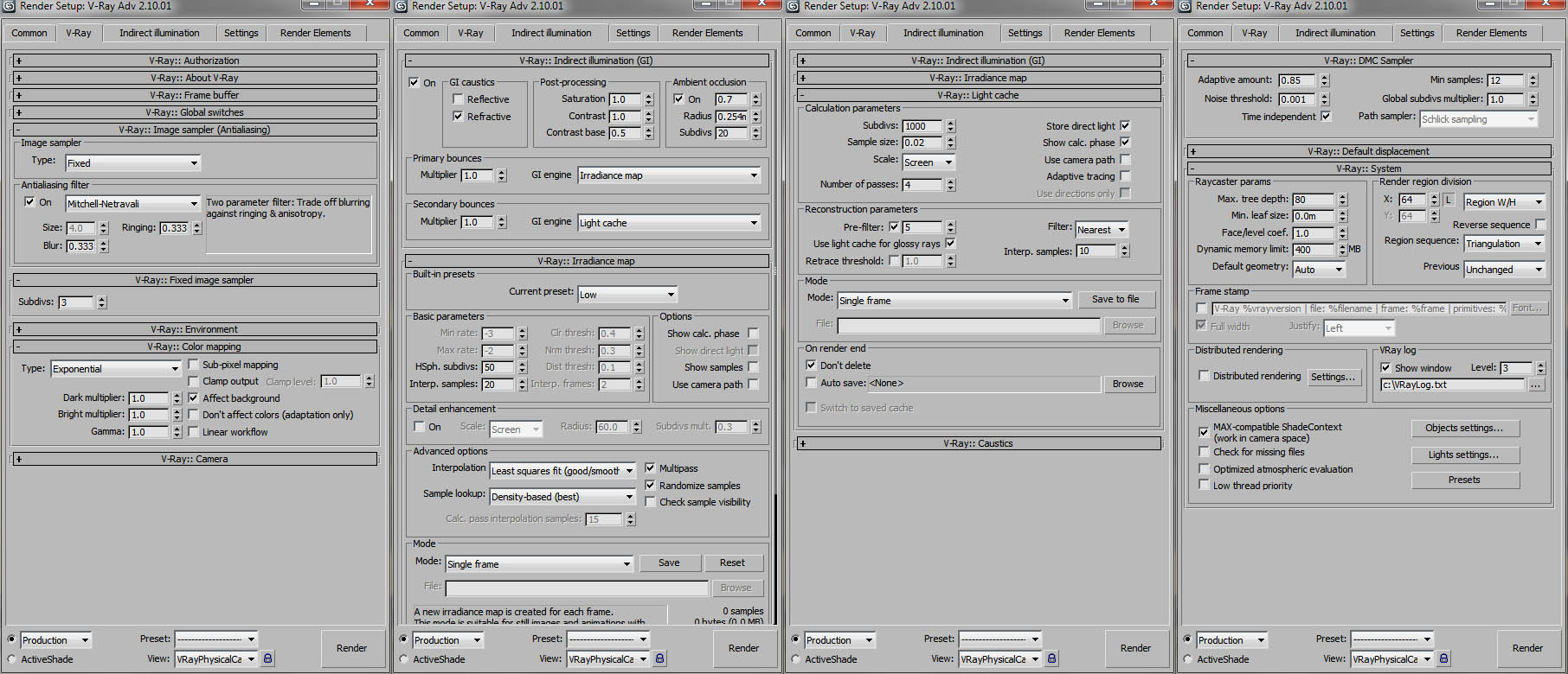 vray settings for a good rendering